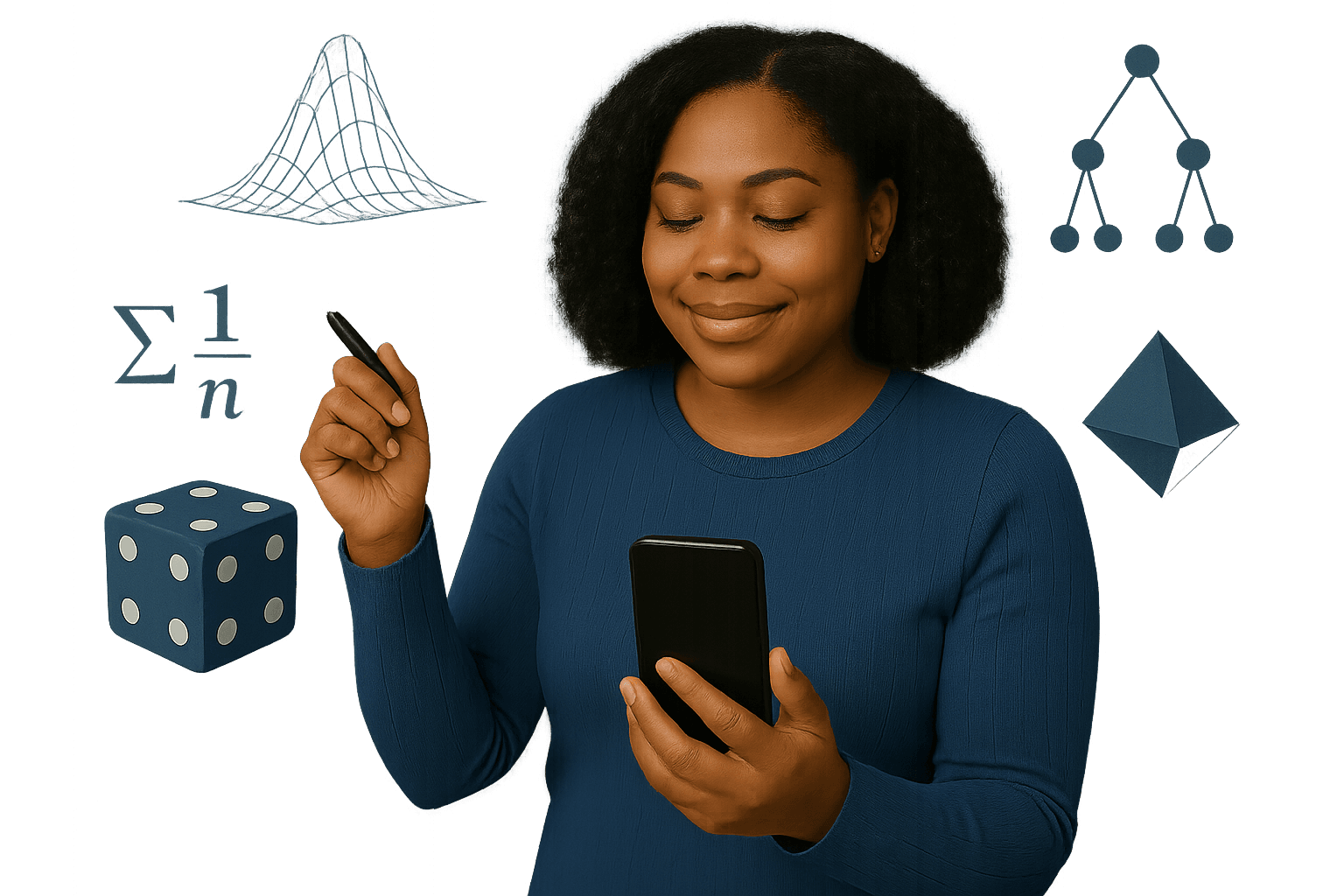 Ilustração de uma garota aprendendo matemática